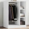 A white wardrobe with clothes hanging inside and shelves with folded clothes and a box. Náhľad obrázku produktu