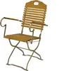 A wooden and metal folding garden chair. Produktbild-Vorschau