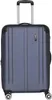 A blue suitcase with a retractable handle and wheels. Produktbild-Vorschau