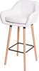 A white bar stool with wooden legs and a black footrest. Náhled obrázku produktu
