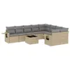 Design 10-tlg. Garten-Sofagarnitur mit Kissen Beige Poly Produktbild-Vorschau 2