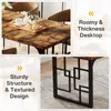 A collage of images showing a rustic brown wooden desk with black metal legs, highlighting its features. Anteprima dell’immagine prodotto