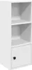 A white, three-shelf storage unit with a cabinet door at the bottom, shown against a white background. Náhled obrázku produktu