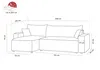 A line drawing of a sectional sofa with dimensions indicated by lines and text. Produktbild-Vorschau
