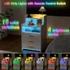 2x LED Nachttisch mit Ladestation,Front Hochglanz Produktbild-Vorschau 5
