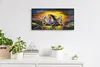 Wohnzimmer-Bild Leinwand Uhr Geräuschlos 60x30 bunte Pferde Produktbild-Vorschau 3