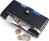 A black wallet case with a zipper compartment, showing cash, coins, and credit cards. Produktbild-Vorschau