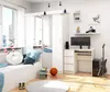 A modern bedroom with a desk, wardrobe, and window seat. Anteprima dell’immagine prodotto