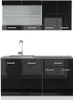 Singleküche Vicco R-Line Schwarz Hochglanz 140 cm , AP Produktbild-Vorschau 1
