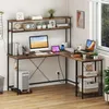 COSTWAY Rohový písací stôl v tvare L 145x145 cm Obojstranný Náhľad obrázku produktu 9