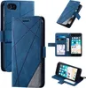 A collage of images showing a blue iPhone wallet case from different angles and with the phone inserted. Produktbild-Vorschau