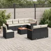 Möbel 9-tlg. Garten-Sofagarnitur mit Kissen Schwarz Poly Produktbild-Vorschau 1