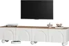 A TV stand with a TV mounted above it, on a white background. Voir les images du produit