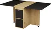 A folding dining table with two drawers and two drop-leaf extensions, shown from a front-side angle against a white background. Produktbild-Vorschau