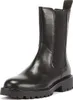 A black leather Chelsea boot with a thick sole, shown against a white background. Produktbild-Vorschau