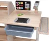 A close-up view of a wooden toy cash register with a credit card, a payment terminal, and a tray. Náhled obrázku produktu