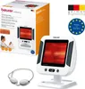 A product box and the infrared heat lamp with its accessories are displayed. Produktbild-Vorschau
