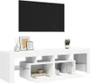 A white TV stand with a black television mounted above it. Náhľad obrázku produktu