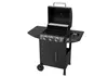 A black gas grill with its lid open, shown on a white background. Produktbild-Vorschau