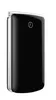 A black flip phone with silver trim is shown against a white background. Produktbild-Vorschau