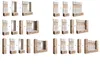 A collage of different furniture configurations for a wardrobe system, showing various combinations of modules. Produktbild-Vorschau