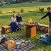 Gartenbank 180 cm mit Holzlager corten Produktbild-Vorschau 2