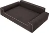 A dark gray dog bed with white trim is shown against a white background. Náhľad obrázku produktu