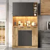 Armoire vitrine Merax pour cuisine, équipée de LED, meuble Voir les images du produit 1