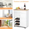 A collage showing a kitchen, a living room, a balcony, and a kitchen cart with wine bottles and fruit. Produktbild-Vorschau