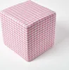 HOMESCAPES Vichy-Karo Pouf rosa-weiß – Sitzwürfel, 36x38 cm Produktbild-Vorschau 3