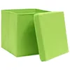 A green fabric storage box with its lid partially open, shown against a white background. Náhled obrázku produktu