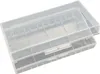 A clear plastic battery case with multiple compartments, shown from a slightly elevated angle with the lid partially open. Náhled obrázku produktu