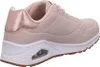 Side view of a single natural-colored Skechers sneaker with rose gold accents. Produktbild-Vorschau