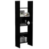A black bookshelf with decorative items on its shelves. Náhled obrázku produktu