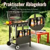 A gas grill with various sauces and grilling tools displayed in an outdoor setting. Produktbild-Vorschau