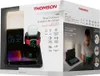 The image shows the packaging of a Thomson 4-in-1 charging station, with a lifestyle shot of a person reading next to the product on a nightstand. Voir les images du produit