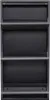 A front view of a gray metal shoe cabinet with three flip-down doors. Náhled obrázku produktu