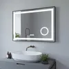 Badspiegel Led und Uhr 100x70 cm touch Kaltweiß Produktbild-Vorschau 1