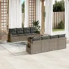9-tlg. Garten-Sofagarnitur mit Kissen Grau Poly Rattan Produktbild-Vorschau 2