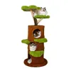 A multi-level cat tree designed to resemble a tree trunk with green mossy platforms and holes for cats to enter and exit. Produktbild-Vorschau
