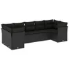 Design 7-tlg. Garten-Sofagarnitur mit Kissen Schwarz Poly Produktbild-Vorschau 2