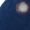 A close-up view of a blue weighted blanket with a circular inset showing clear beads. Produktbild-Vorschau