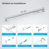 Diagrams illustrating the installation steps for a telescopic rod. Podgląd zdjęcia produktu