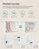 A marketing image showing a modular shoe storage unit with different configurations and assembly steps. Produktbild-Vorschau