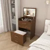 3-in-1 Schminktisch mit offenem Spiegel Glasplatte Walnut Produktbild-Vorschau 1