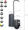 Diagram showing dimensions and features of an outdoor security light with a camera. Produktbild-Vorschau