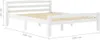 A white wooden bed frame shown from the side with dimensions indicated. Voir les images du produit