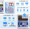 Diagrams and text illustrating the capacity and storage options of a mini refrigerator. Produktbild-Vorschau