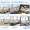 Collage of images showing a grey bed rail installed on different types of beds. Voir les images du produit
