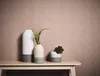 Three vases with decorative elements on a wooden shelf against a textured pink wall. Produktbild-Vorschau